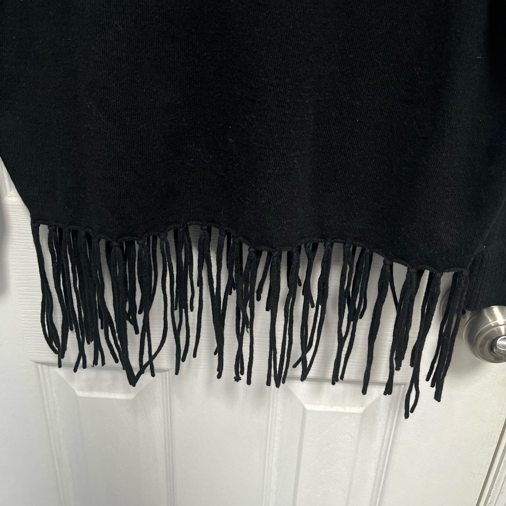 Michael Kors black fringe cowl turtle neck sweater Women’s Medium Cotton Blend - Picture 13 of 13